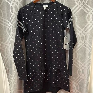 DIADORA  women’s dress in BlueNavy and stars. XL low waist flared skirt. NWT